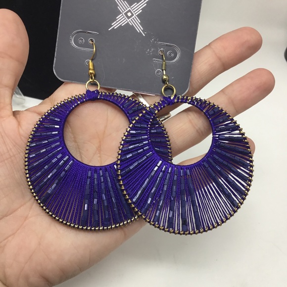 District L.A. Cobalt Blue Beaded Statement Hoops - Picture 6 of 6